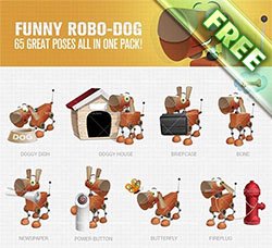 网站图标：Funny Robo-Dog Cartoon Character